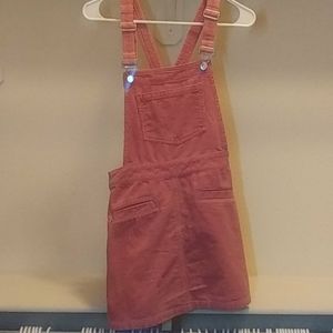 Pink corduroy overall dress